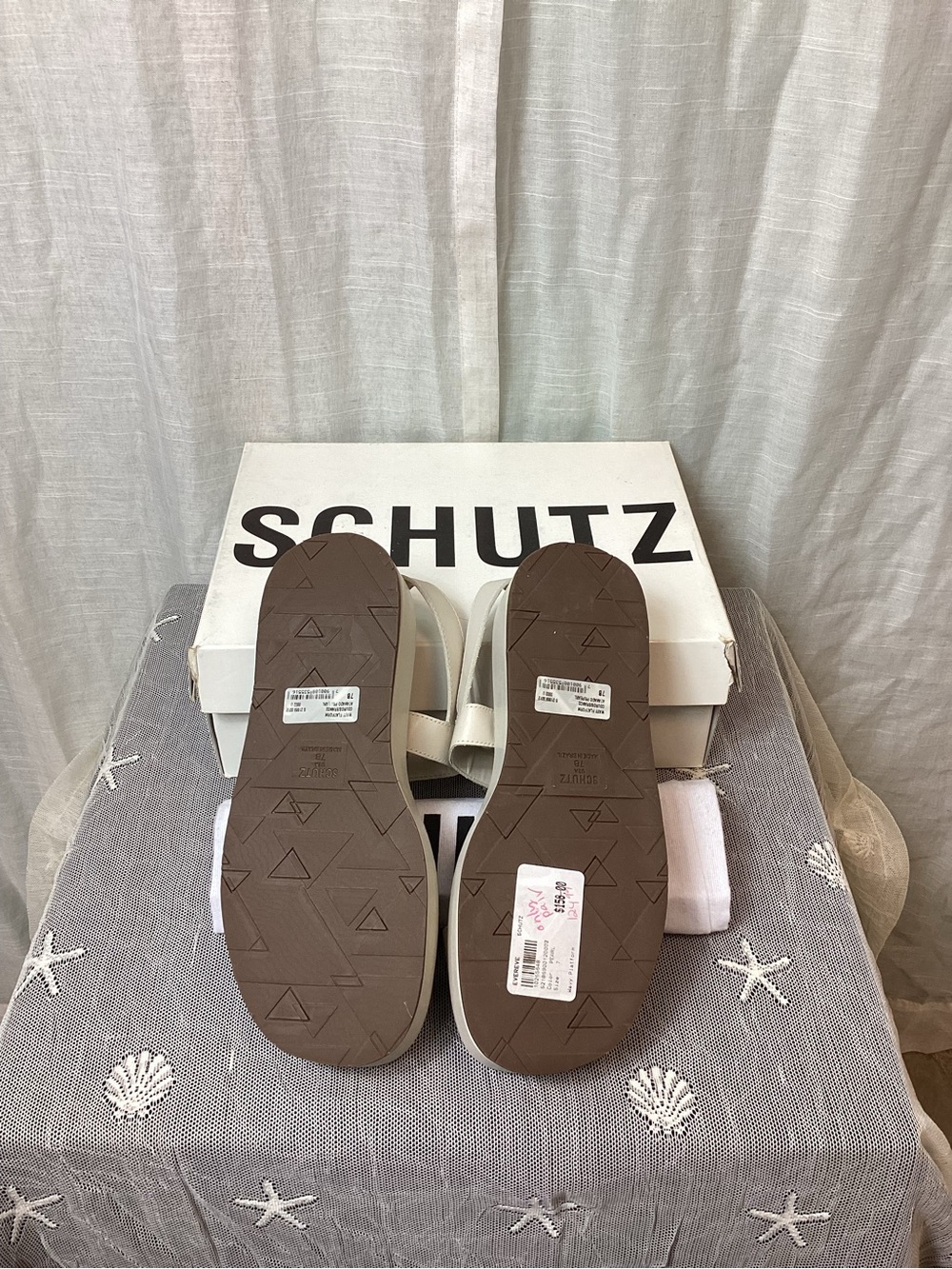 NWT SCHUTZ Evereve Wavy Ankle Strap Platform Sandals- Pearl; Size: 7B - Picture 7 of 12